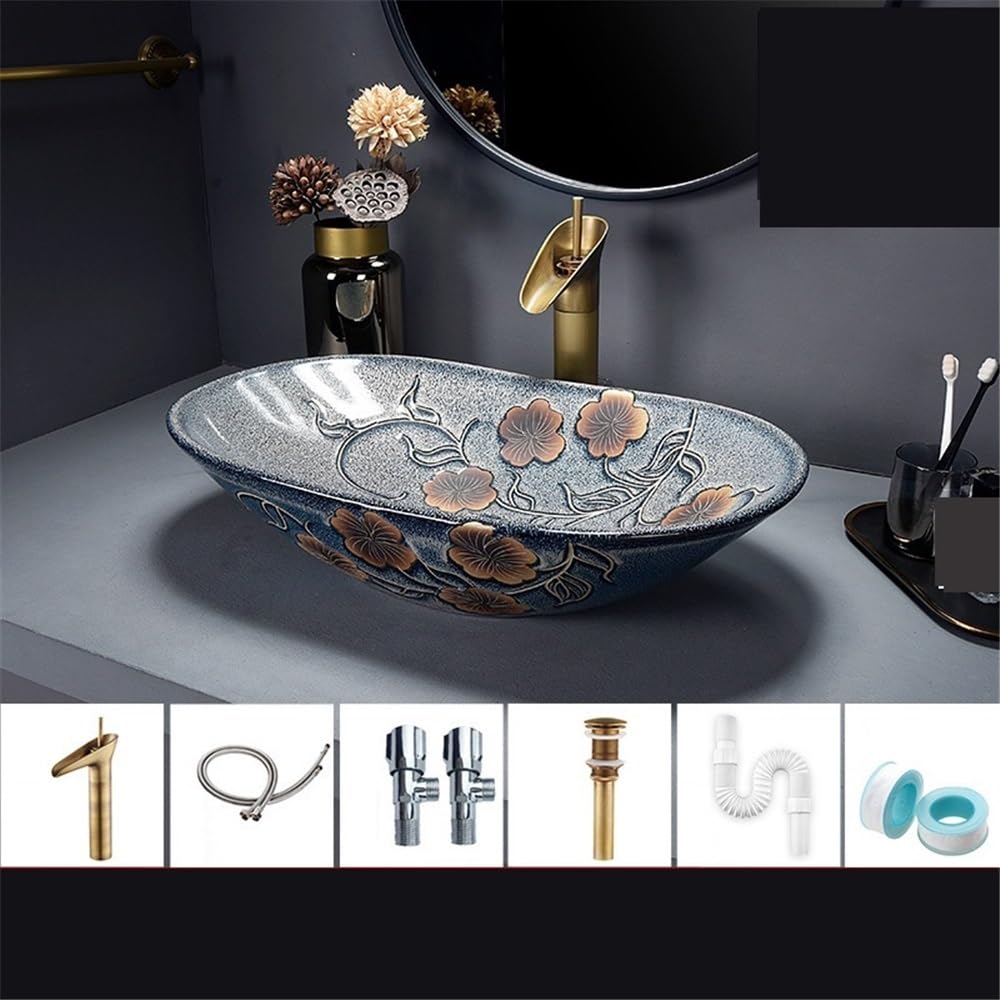 Umywalka Łazienkowa Nablatowa, Ceramiczna, Do Łazienki, Dekoracja Domu, Balkon, Umywalka Zewnętrzna, Umywalka Nablatowa