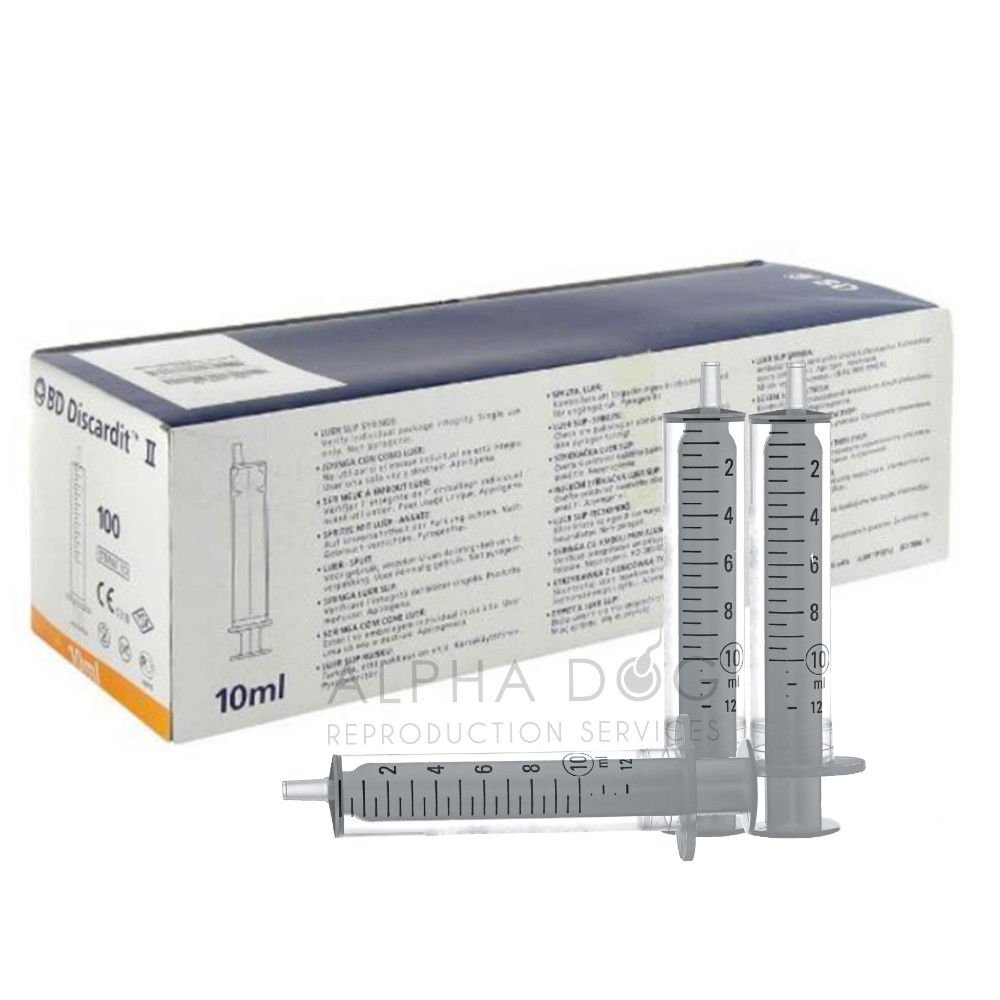 Abnoba Pet Store | Alpha Dog Reproduction Services Box 100 10ml sterile 2 part syringe No Rubber For Canine Artificial Insemination