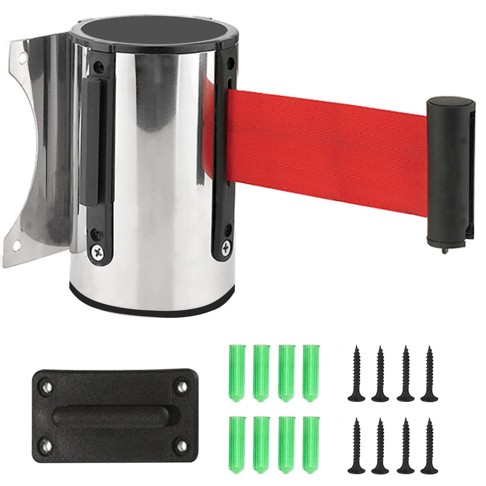 Cinta Separadora Extensible Barrera 2M Cinta Separadora Retractil Montaje en Pared Cintas Separadoras Crowd Control Cinta Seguridad con Acccesorios