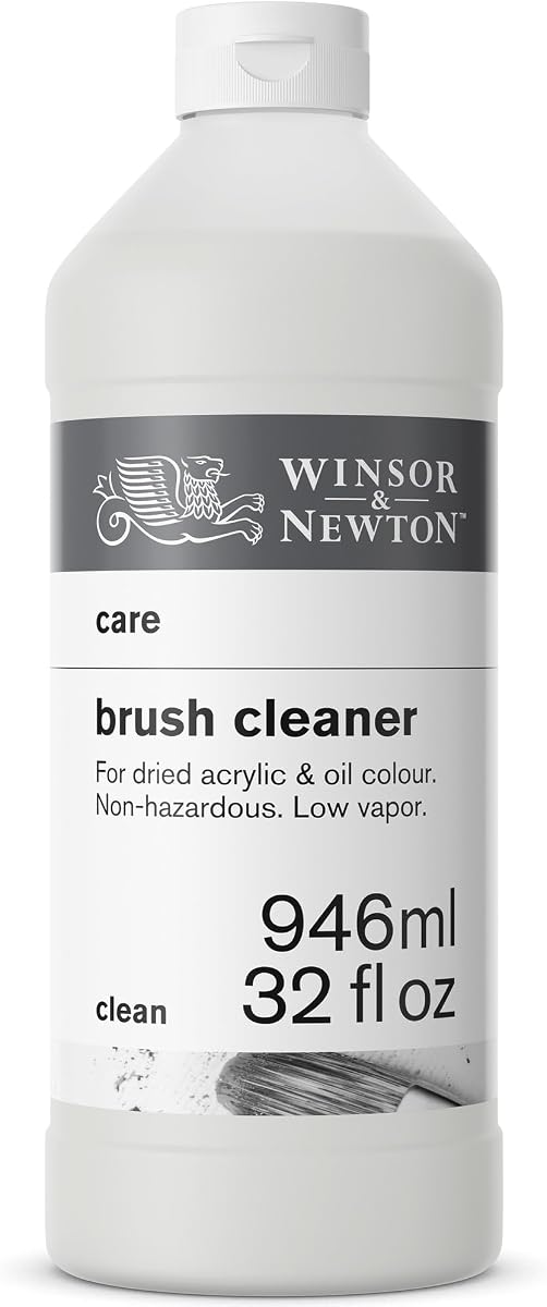 Winsor & Newton Brush Cleaner & Restorer, 32.0-oz Bottle | Biodegradable, Non-flammable, non-abrasive, low vapor; safely and easily cleans both natural & synthetic brushes
