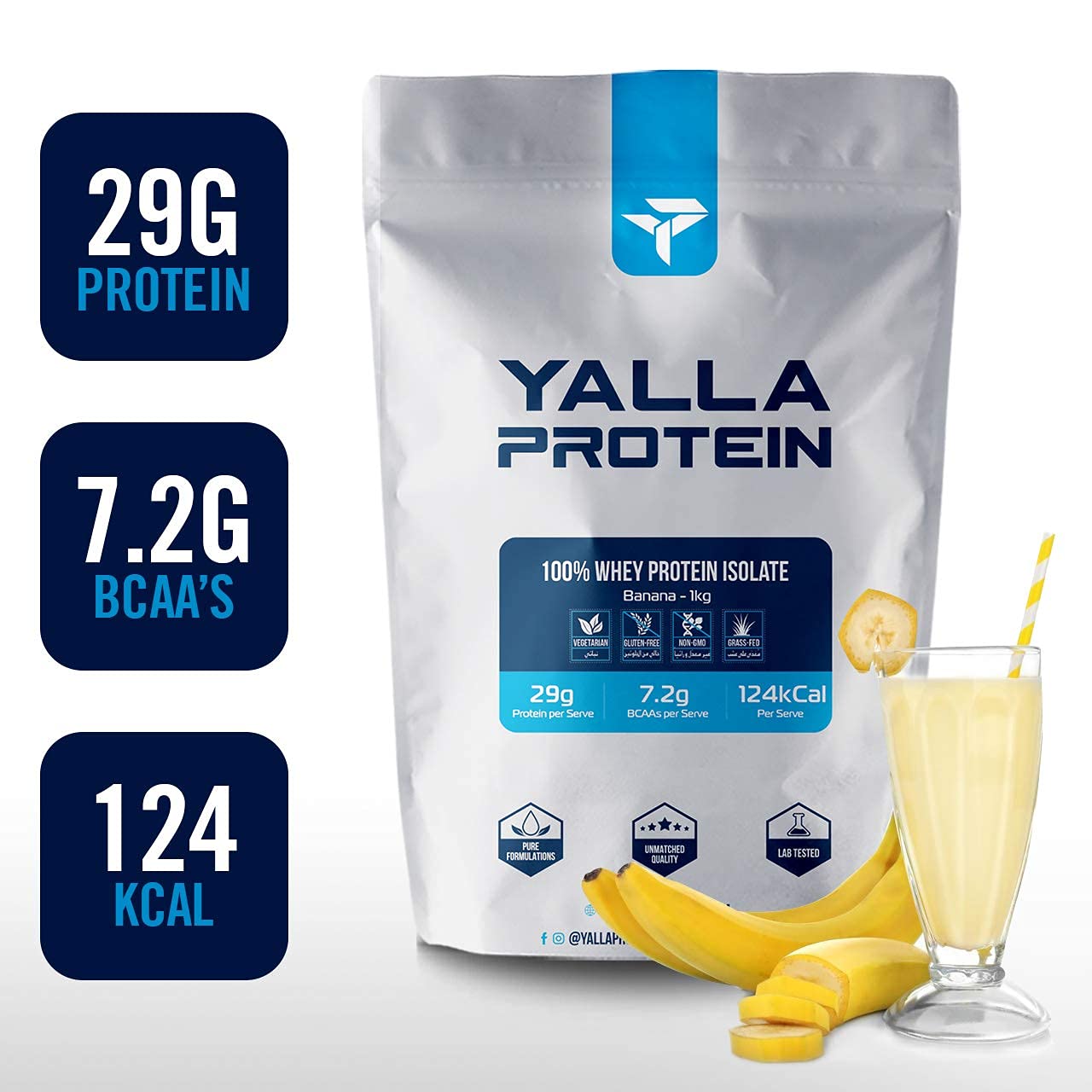 Buy Yalla Protein 100 Whey Isolate, Grass fed, Hormone Free, Pure New