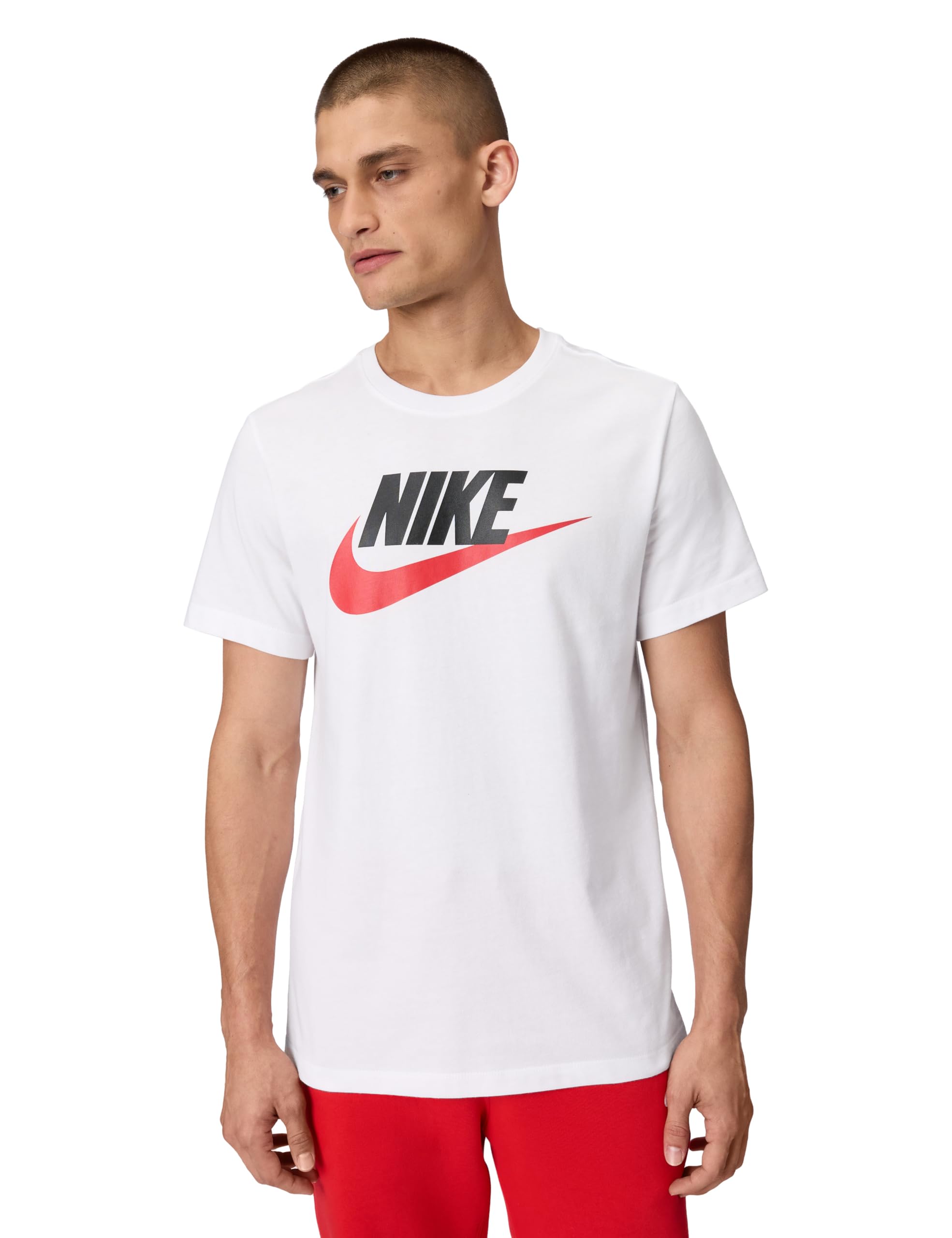 Nike Mens Sportswear Icon Futura T-Shirt, White/Black/University Red, Size S, Men