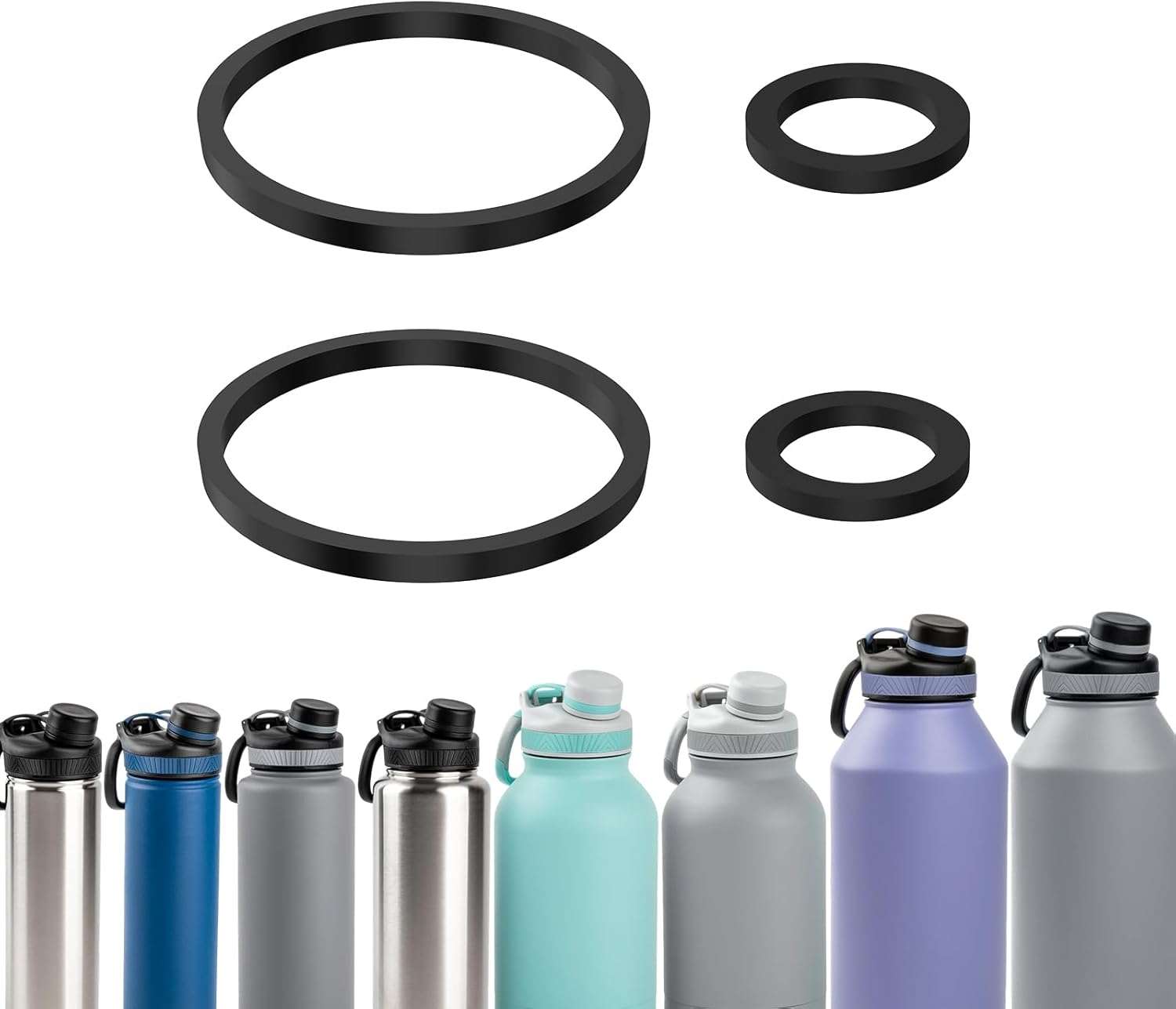 BOSORIO 4 PCS Gaskets Compatible with Tal Ranger Pro and Manna Saratoga Water Bottle with Spout Lid 26, 40, 46, and 64 oz, Replacement Rubber Seal Part for Spout Lid