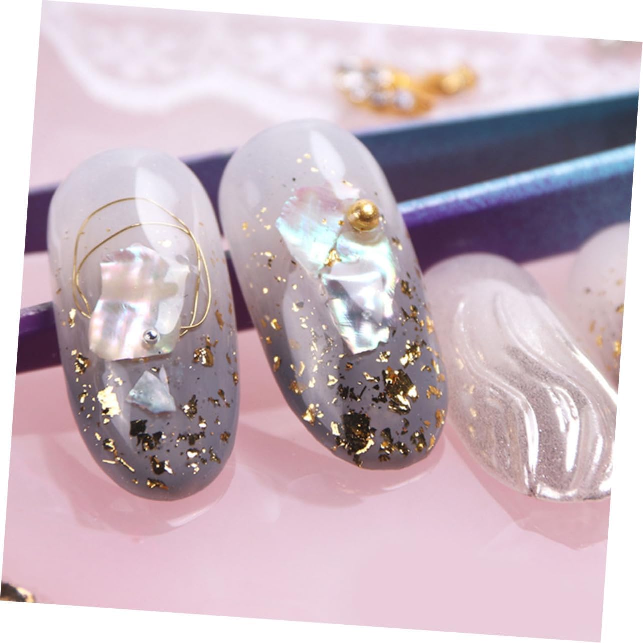 Sets Seashell Nail Charms Grids Nail Art Decorations Fine Glitter Patches DIY Manicure Charm Stickers for Women Girls Art Accessories Boxes