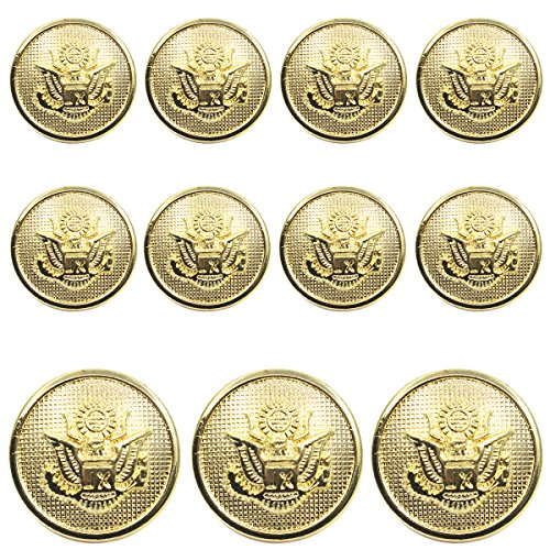 11 Pieces Metal Blazer Button Set - Eagle Badge - for Blazer, Suits, Sport Coat, Uniform, Jacket (Gold)