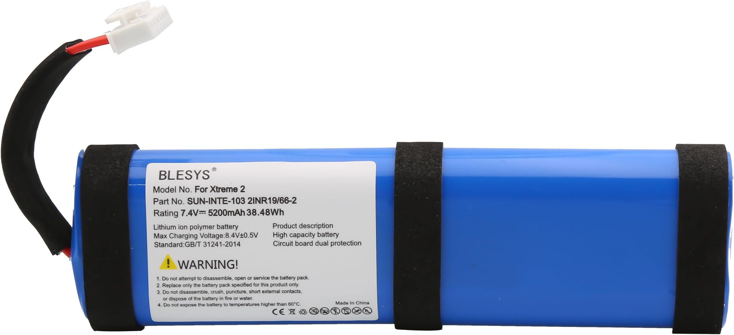Battery for JBL Xtreme 2, 7.4V 5200mAh Li-ion SUN-INTE-103 21NR19/66-2 ID1019 Battery for JBL Xtreme 2nd Generation Bluetooth Speaker
