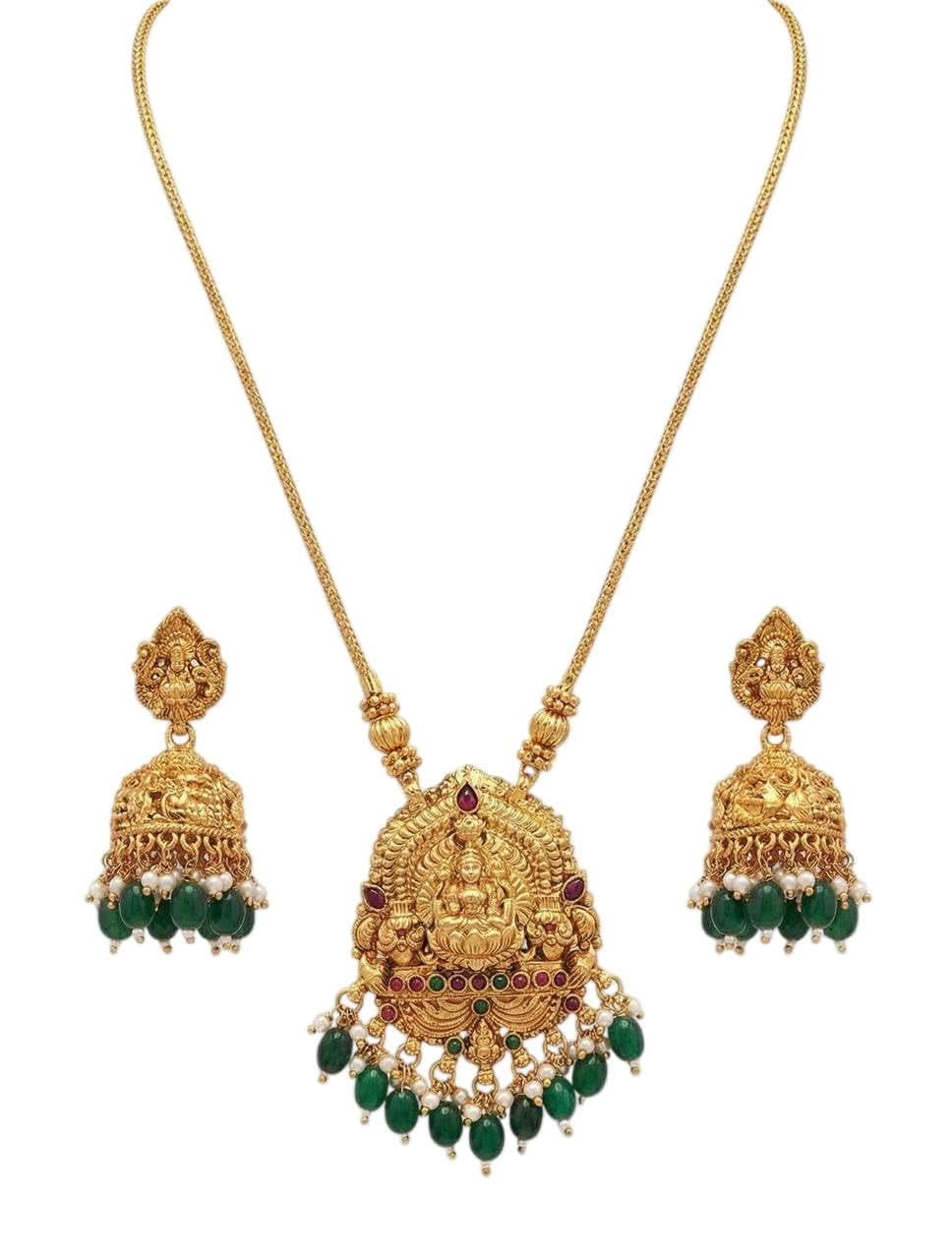 DIKSHA COLLECTION Goddess Lakshmi Temple Necklace Set - Gold-Plated Traditional Pendant with Bell Jhumka Earrings | South ... - Review, Price and Buying Guide