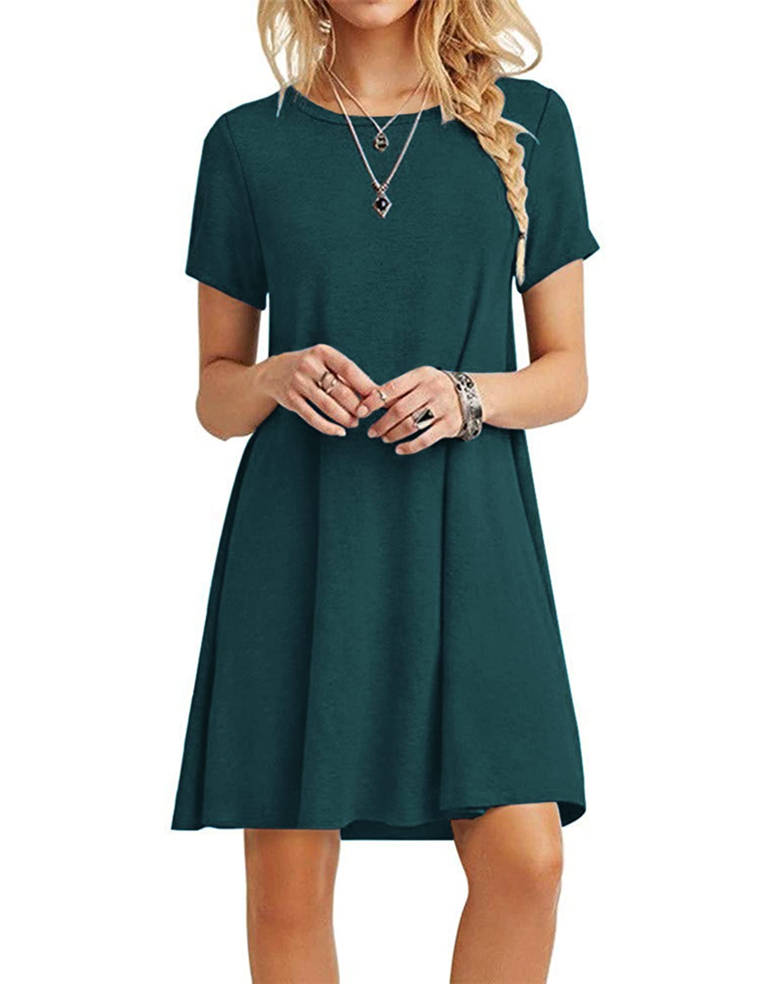 MOLERANI Damen Sommerkleider Casual T-Shirt Kurzarm Strandkleid Loose Swing Damenkleid