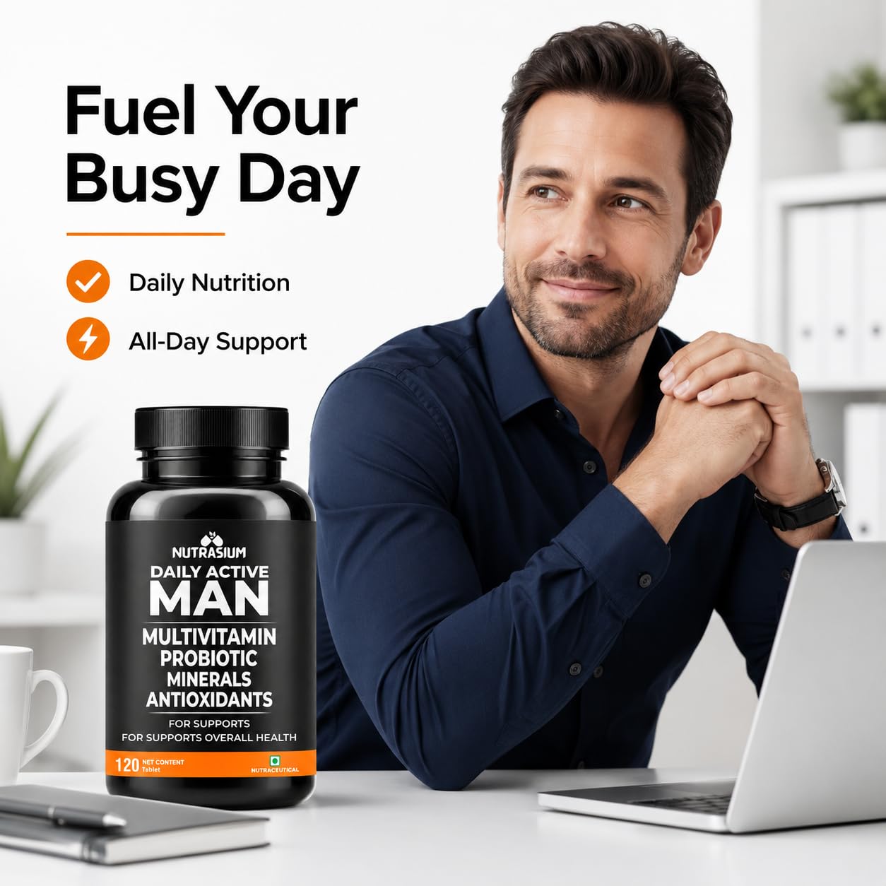 Nutrasium Multivitamin for Men | Daily Multivitamin Tablets with Essential Vitamins & Minerals | Supports Energy, Immunity & Fitness | Vegetarian | 60 Tablets 4