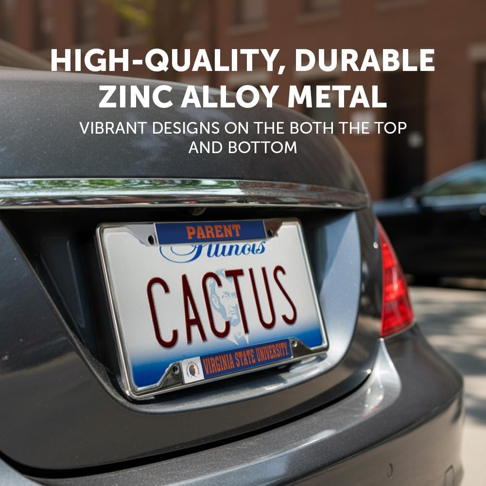 Desert Cactus Virginia State University License Plate Frame Trojans VSU VState Car Tag Holder for Front or Back of Car Officially Licensed Metal (Parent)