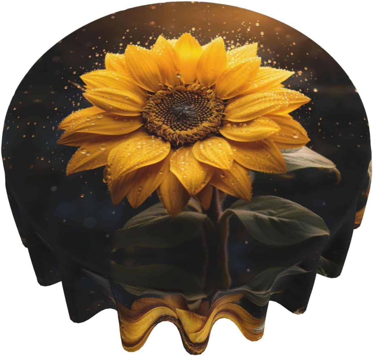 Beautiful Sunflower 4 Print Wrinkle Free Dining Table Cover for Birthday Party Farmhouse Tablecloths Up to 60 x 60 Inches