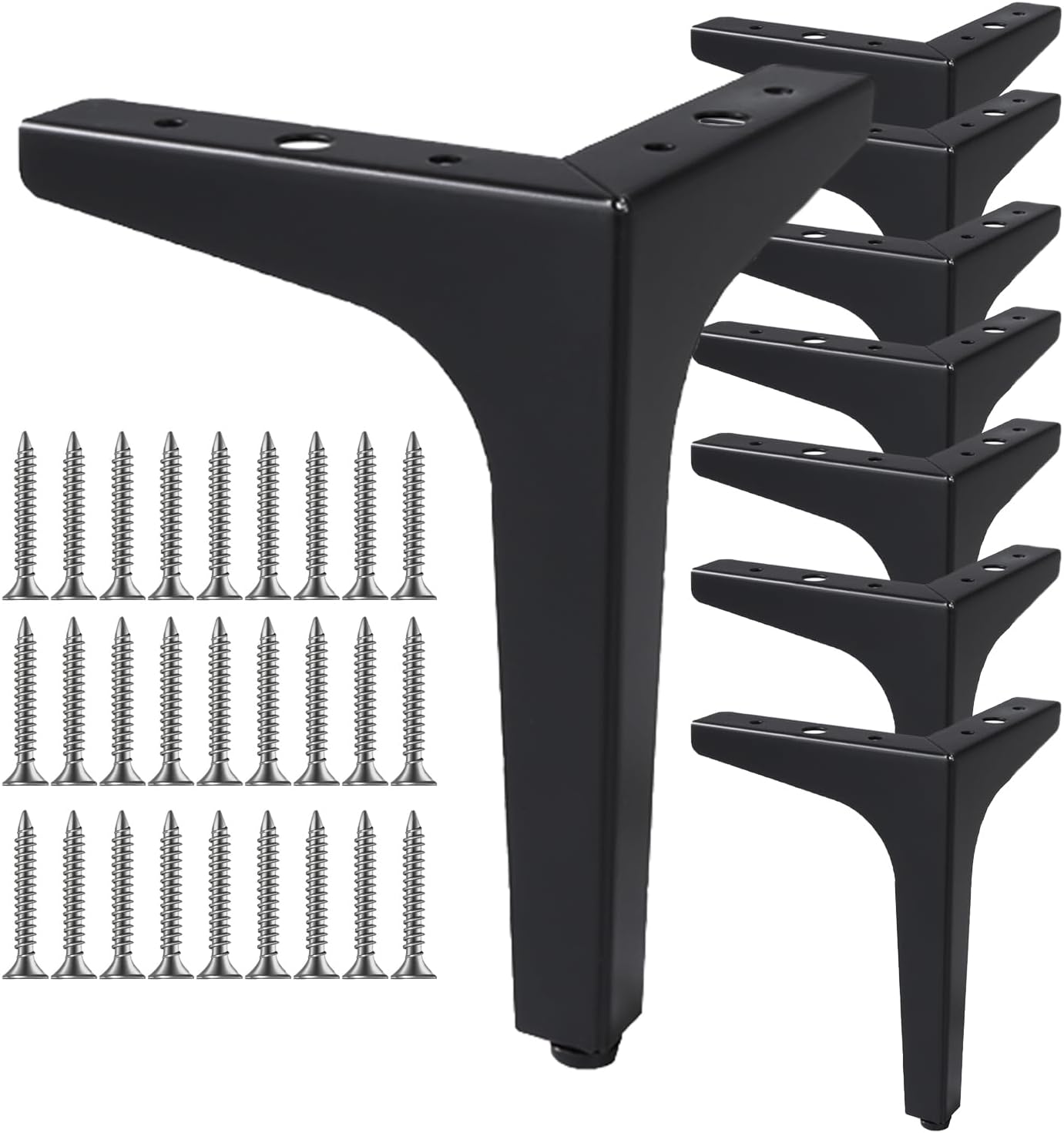 8 Pcs Metal Furniture Legs 17cm 6.7" Sofa Legs Triangle Cabinet Feet Replacement DIY Legs Furniture Feet for Chair Cupboard Sofa Couch Cabinet, Black