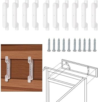 Set of 10 False Front Cabinet Clips with Screws 4.5 Inch Drawer Front Fasteners for Kitchen Cabinets Heavy-Duty Furniture Connectors for Mounting False Drawer Fronts Easy to Install