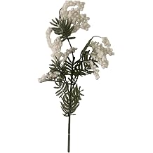 Artificial Golden Wattle Realistic Fake Acacia Flower Stem Home Office Wedding Party Indoor Outdoor Faux Bloom Centerpiece White Small