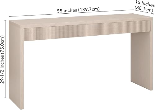Henn&Hart 55 Fluted Modern Console Table, Sofa Table, Beech White