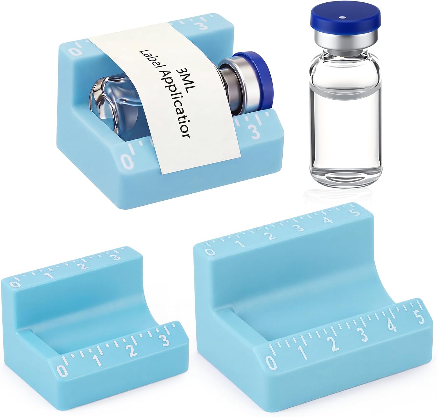 2 Pcs 3ml and 10ml Peptide Vial Label Applicator,Sky Blue