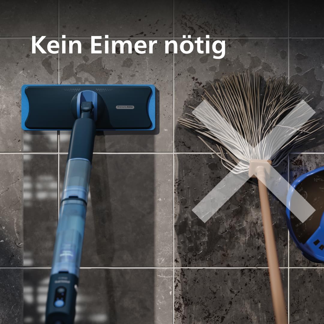 Philips OneUp 5000 Serie Elektrischer Wischmopp - 2X sauberere Böden², 2X schnelleres Wischen, Zwei Feuchtigkeitseinstellungen für Harte & empfindliche Böden, Kabellos mit 360° Drehgelenk (XV5113/01)