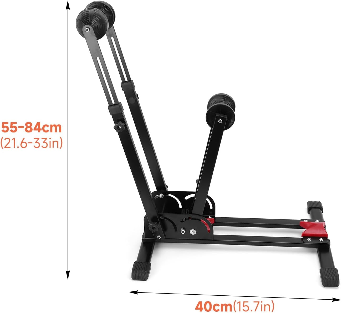 doorslay Bike Storage Rack, Vertical Bike Stand for Garage Indoor Outdoor Foldable Heavy Duty 30kg Load, with Detachable Foot Pads and Multi Position Locks, Fits 24 29 Inch Road Mountain (Black)