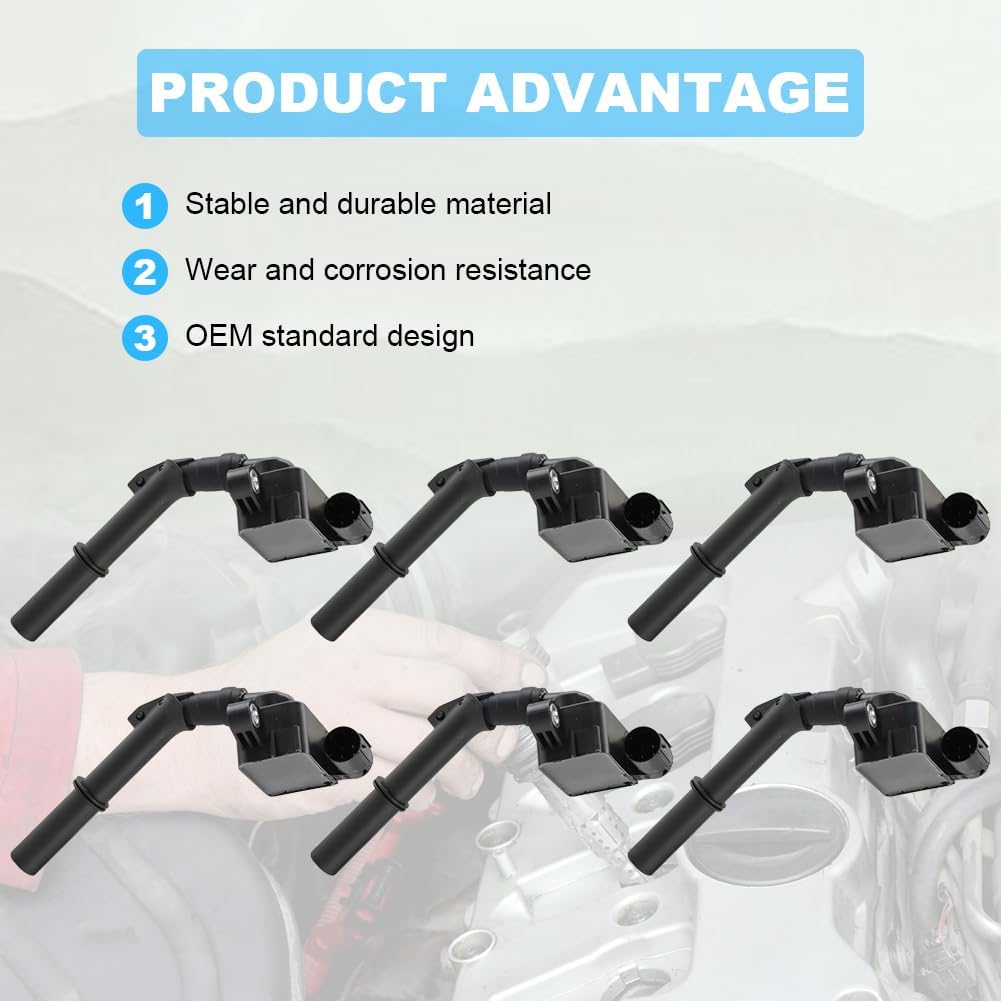 JDMON Set of 6 Ignition Coils Pack Compatible with Mercedes-Benz C300 C350 E300 E350 E400 GLK350 R350 SLK350 CL63 AMG S600 2011-2016 Replacement for UF-741 2769060501 2769063700