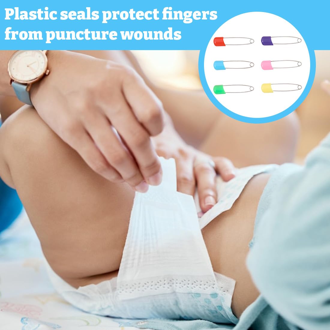 Épingle à Nourrice, 100 Pièces Acier Inoxydable pour Bébé avec Fermeture Verrouillable Épingles à Couches sans Danger, pour Les Lingettes de Salive,Les Couches et Les Vêtements