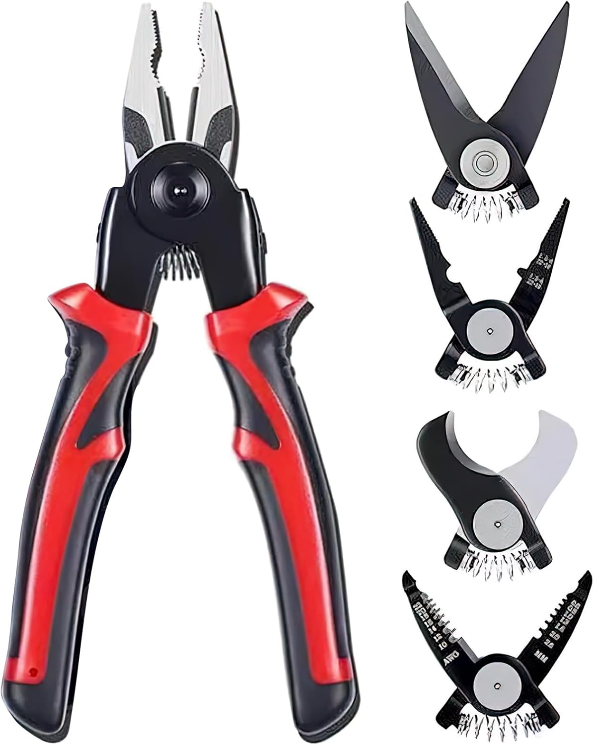 5 In 1 Multifunctional Plier Set Tool, Includes Cable Cutters, Wire Stripper, Crimping Plier, Linesman Pliers, Scissor, 8 Inch Multipurpose Pliers Set