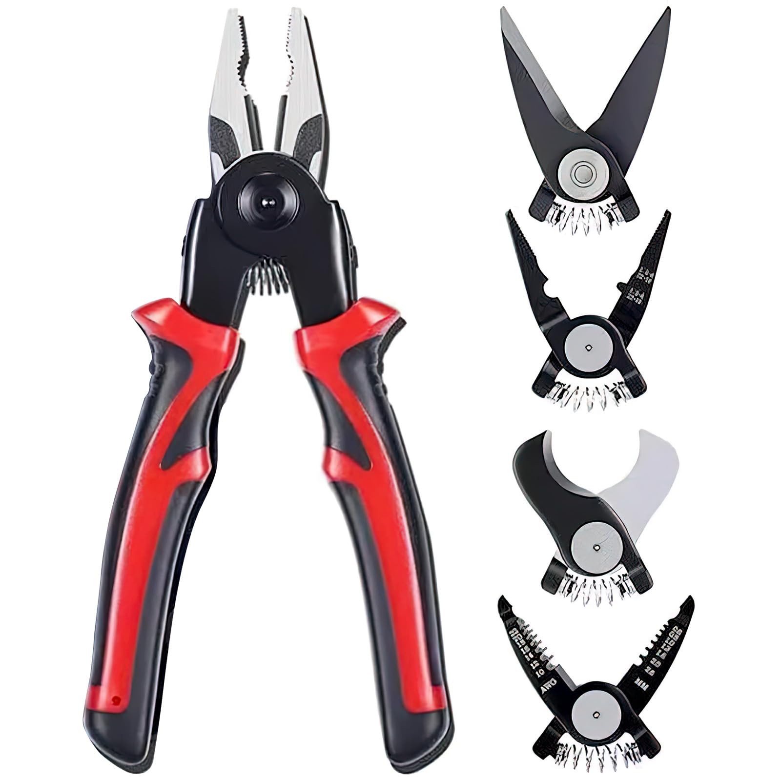 5 In 1 Multifunctional Plier Set Tool, Includes Cable Cutters, Wire Stripper, Crimping Plier, Linesman Pliers, Scissor, 8 Inch Multipurpose Pliers Set