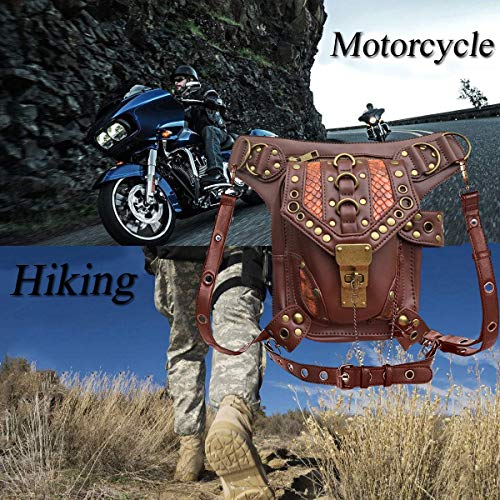 Prime Amazon Day Deals Sale Offers-Steam Punk Waist bag Leather Fanny Pack Shoulder Crossbody Bag Thigh Leg Hip Holster Purse Belt Pouch Chain Bags Hiking Packs Handbag Messenger Bags for Men Women steampunk buy now online