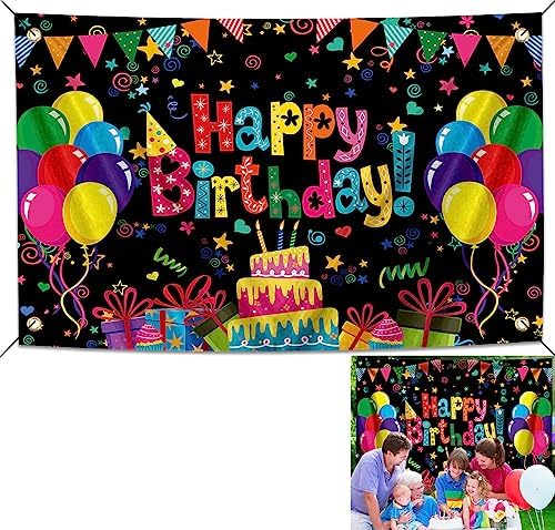 5x3ft Colorful Kids Birthday Party Banner Backdrop Children Newborn Baby Shower Birthday Decor Banner Balloons Candy Bar Gifts Backdround Kids Party Supplies