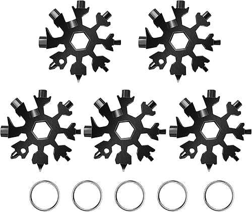 Multiherramienta 18 en 1 tipo copo de nieve, multiherramienta plana de acero inoxidable, compacta, portátil, para exteriores, con diseño de copo de