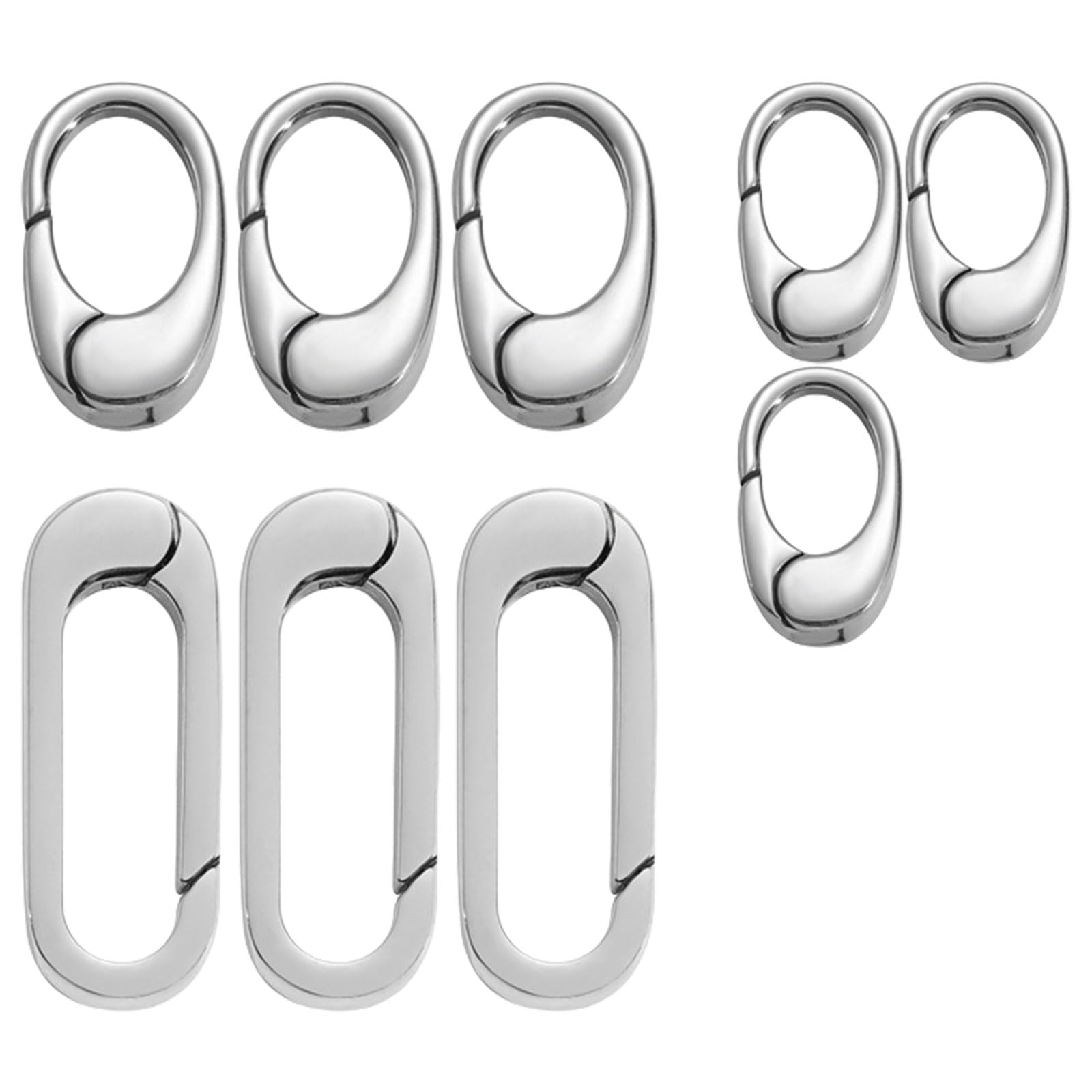 9 chiusure ovali multiuso per collane e bracciali, anelli a molla, connettori di chiusura, componenti in metallo, chiusure per braccialetti