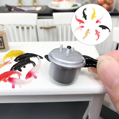 Miniatura 3 de Totority 16 mini figuras de peces koi mini peces de colores en miniatura Koi Fish Tiny Fish Suministros de jardín de hadas, pequeñas figuras de