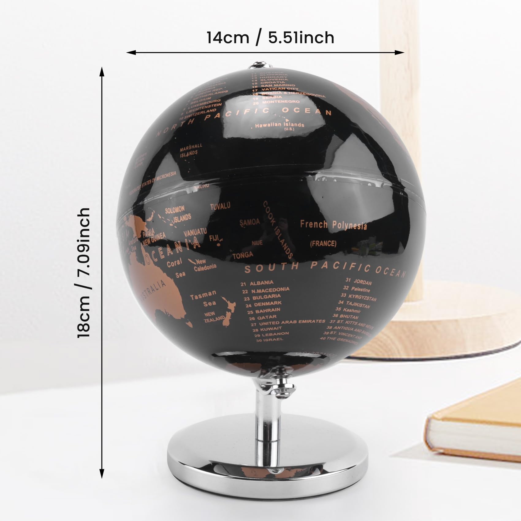Globe scolaire 15 cm - Globe terrestre avec un pied en métal - Éducatif / géographique / Décoration pour , la table, le bureau, les ornements - Cadeau - Bureau - Matériel pédagogique