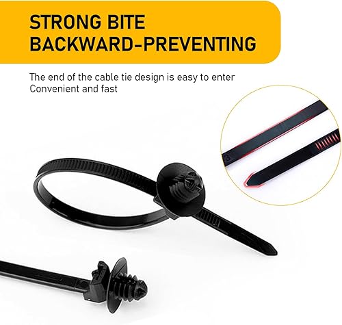 Miniatura 4 de gunhunt 100 lazos de nailon tipo abeto, amarre de nailon de hilo, amarre de hebilla para automóvil, tipo autobloqueo de instalación a presión,