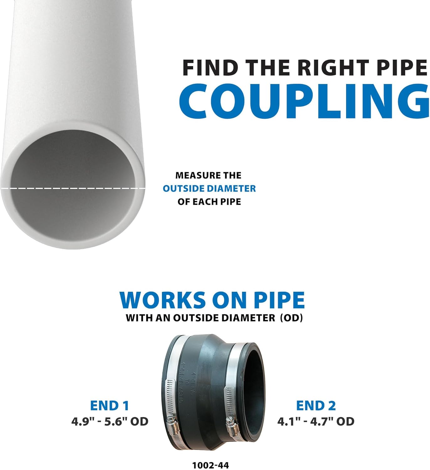 Fernco Inc. P1002-44 4-Inch Clay To 4-Inch Cast Iron Or Plastic Coupling