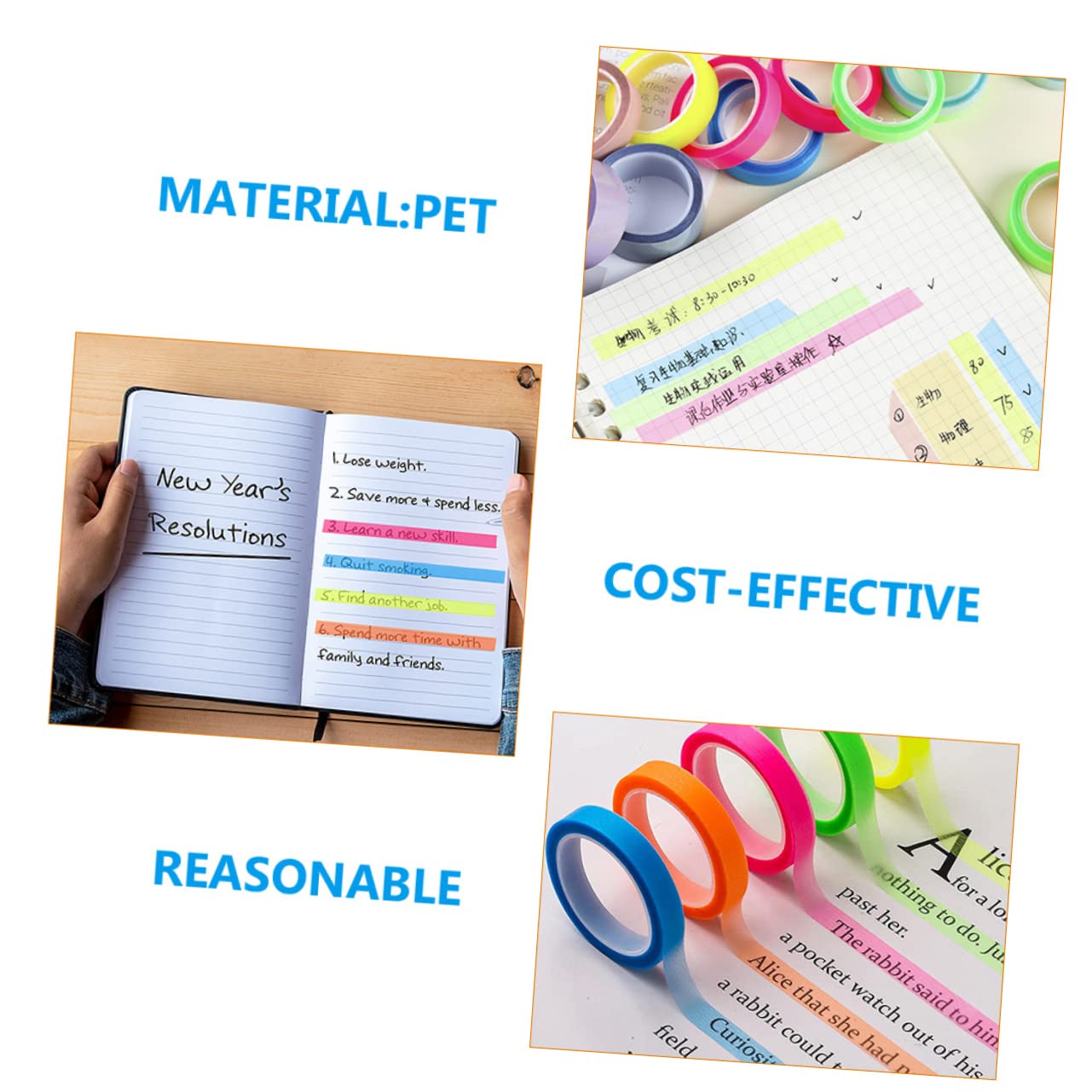 Cabilock 5 Juegos De Cintas Fluorescentes Para Lectura Resaltadores Adhesivos Marcadores De Página Portátiles Notas Adhesivas De 20 Rollos X 5
