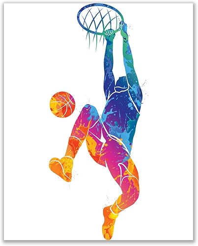 Miniatura 7 de Póster de baloncesto para pared, diseño de vector, juego de 4 fotos (8 x 10 pulgadas), dormitorio de niños, idea de regalo, cueva de hombre