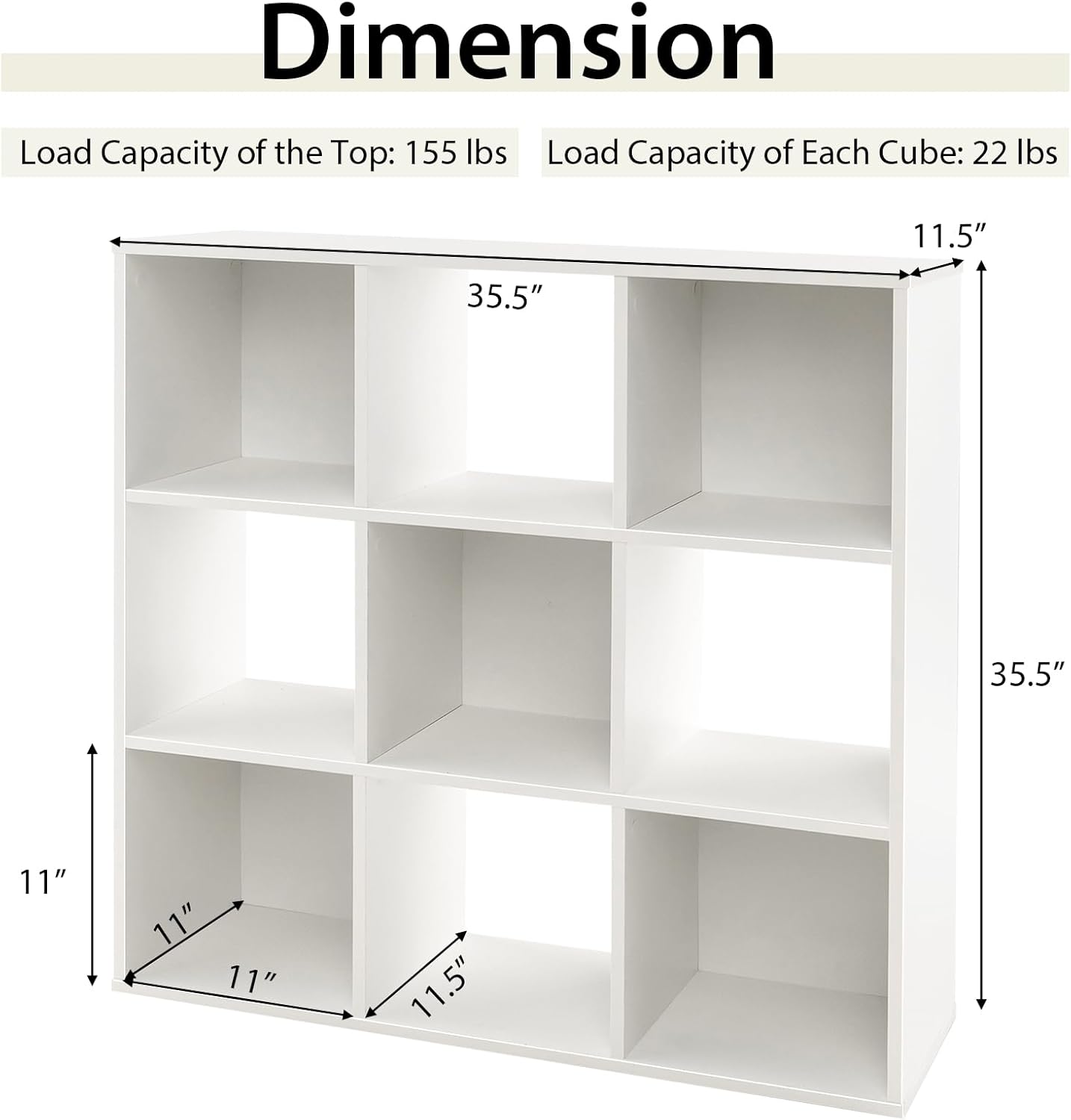 Giantex 9-Cube Bookcase, 4-Tier Freestanding Wooden Bookshelf with 2 Anti-Tipping Kits, Modern Wood Book Case, Open Cube Storage Organizer for Living Room, Kids Room, White