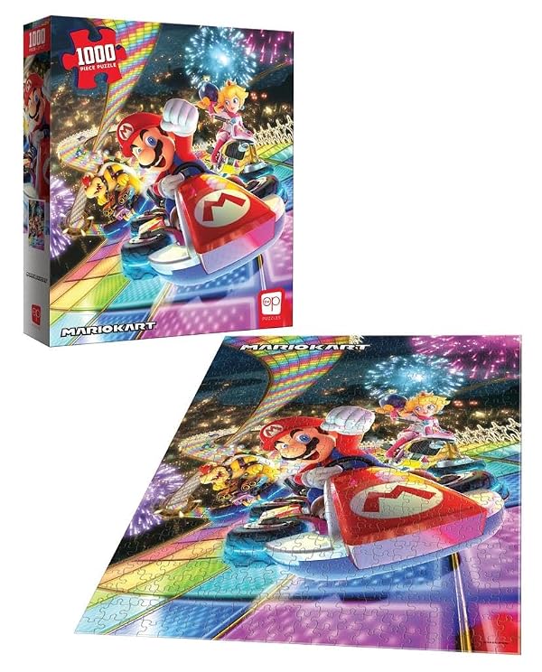 Mario Kart “Rainbow Road” 1,000 Piece Jigsaw Puzzle | Collectible Super Mario Puzzle Artwork Featuring Mario, Princess Peach, and Bowser | Officially-Licensed Nintendo Puzzle & Merchandise by USAOPOLY - Image 3