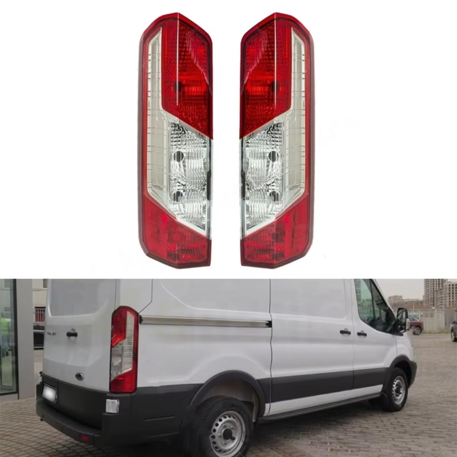 Compatible Con Ford Para Transit MK8 2014-2022 Versión UE Parachoques Trasero Luz Trasera Parada Freno Lámpara De Marcha Atrás Cubierta De Luz Sin Bombilla luces advertencia traseras(Right)