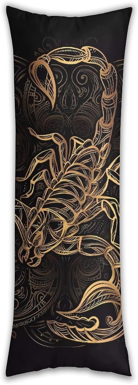 Soft Breathable Body Pillowcase Gold Scorpion Body Pillow Cover Large Pillow Protector Soft Full Long Cushion Case Decorative Lumbar Throw Pillow Case for Bed Couch 18.9 X 53 Inches