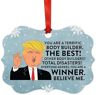 Andaz Press President Donald Trump Fancy Frame Keepsake Christmas Ornament Gag Gift, Body Builder, 1-Pack, Funny Novelty Metal Holiday Birthday Present Ideas Republican Political Satire