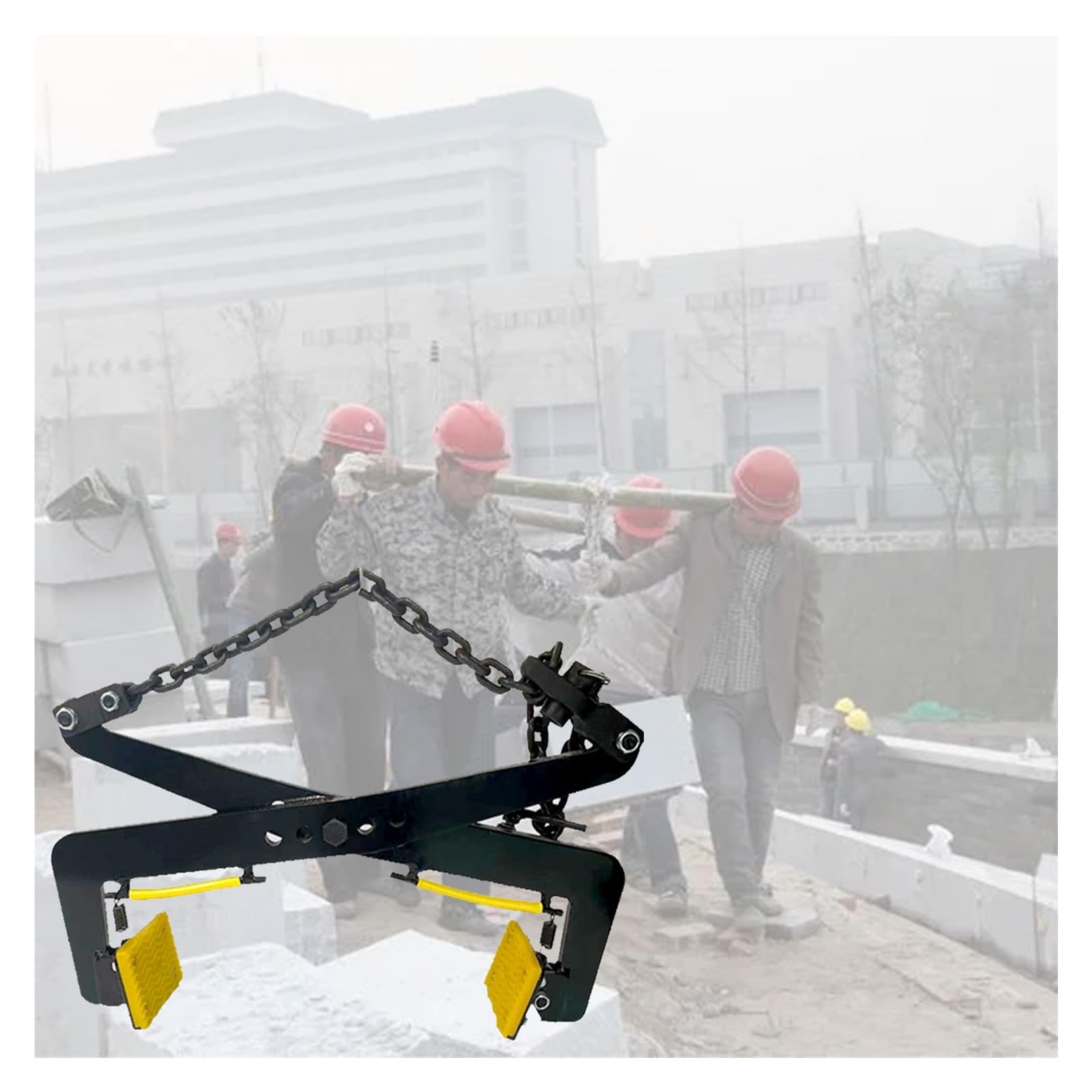 MZZKFC Black Stone Lifting Clamps Adjustable Opening Width, Heavy Duty Lifting Clamps with Rubber Non-Slip Chuck, Plate Vertical Clamp for Granite and Marble(16.5-38.2 in)