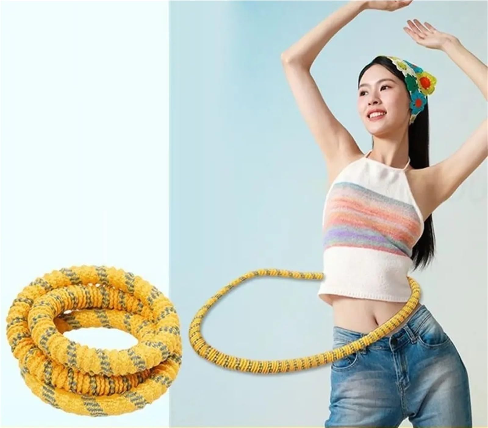 Hula Hoop Tubo de Resorte Plegable for Yoga, Círculo de Rebote, aro de Fitness no Tejido, Entrenador de Cintura silencioso, Unisex