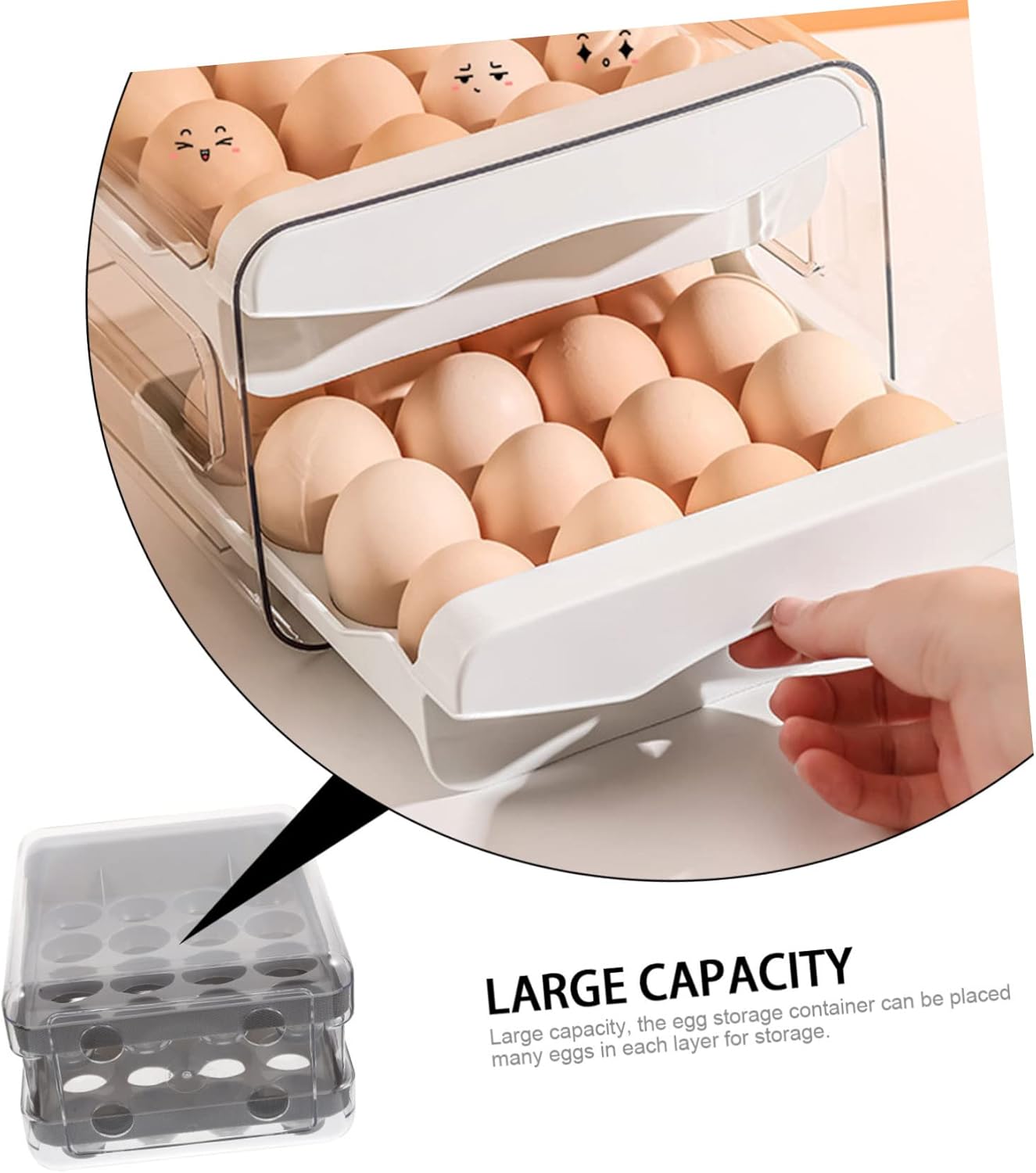 Double Layer Egg Storage Organizer Egg Holder for Refrigerator Cavity Drawer Style Egg Supply Case Durable and Convenient Egg Storage Box for Home and Farm Use