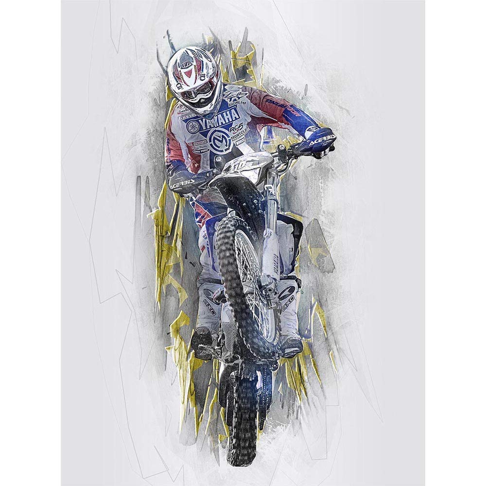 Wee Blue Coo Dirt Bike Motocross Sport Graphic Art Print Poster Wall Decor 12X16 Inch