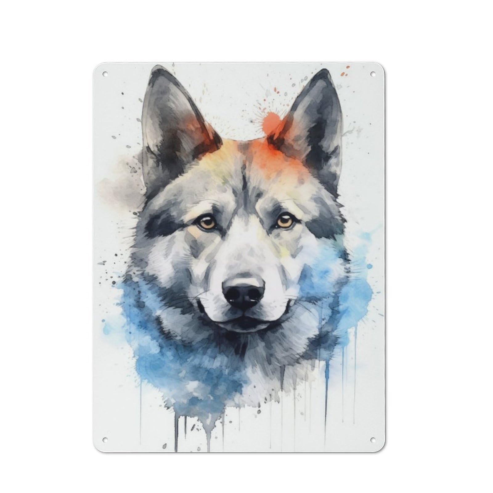Junmoney Norwegian Elkhound Tin Sign 40X30cm With For Home Bar Wall, Rustic Decor, For Kitchen, Dining Room And Home Bar Wall Decor