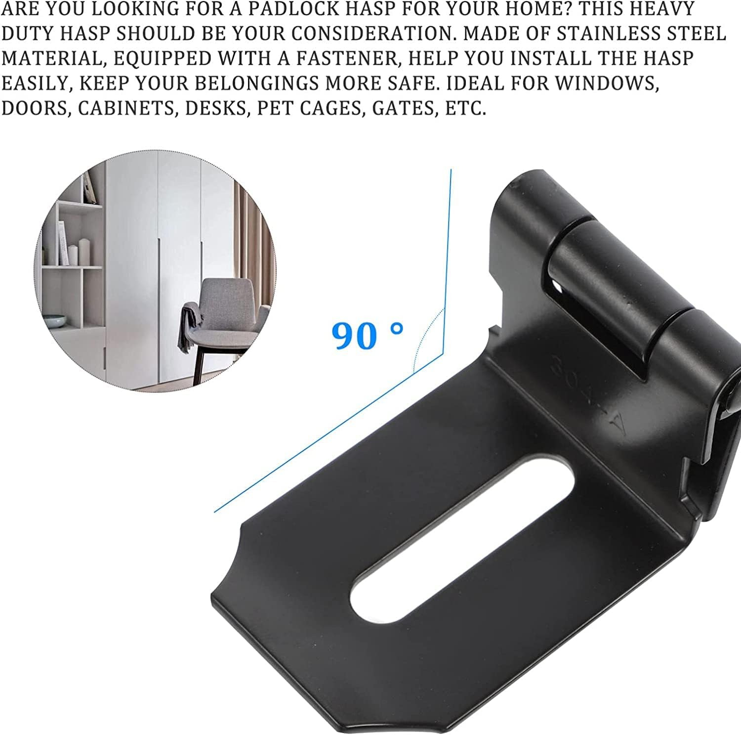 Combination Padlocks ，Safe Padlock, Locker LockSlide Bolt Door Lock Hasp,Gate Bolt,4pcs Sliding Safety Barn Lock Black Cm Nickel X. Angle Buckle Sheds Locks Furniture Door. Accessory Padlock Cabinet