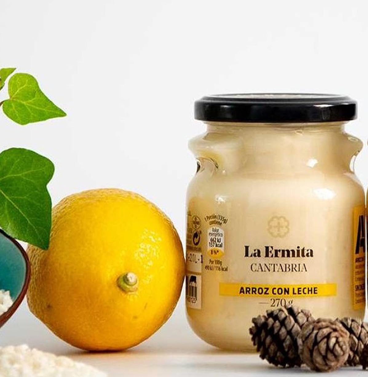 LA ERMITA Arroz con Leche Postre Lácteo Tradicional Tarro de Cristal Canela Limón Sin Gluten 270 g Pack 6