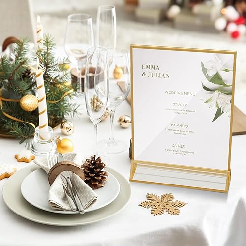 Miniatura 6 de Soporte acrílico de 8.5 x 11 pulgadas, soporte de exhibición transparente de doble cara, soporte dorado para volante de 8.5 x 11 pulgadas para