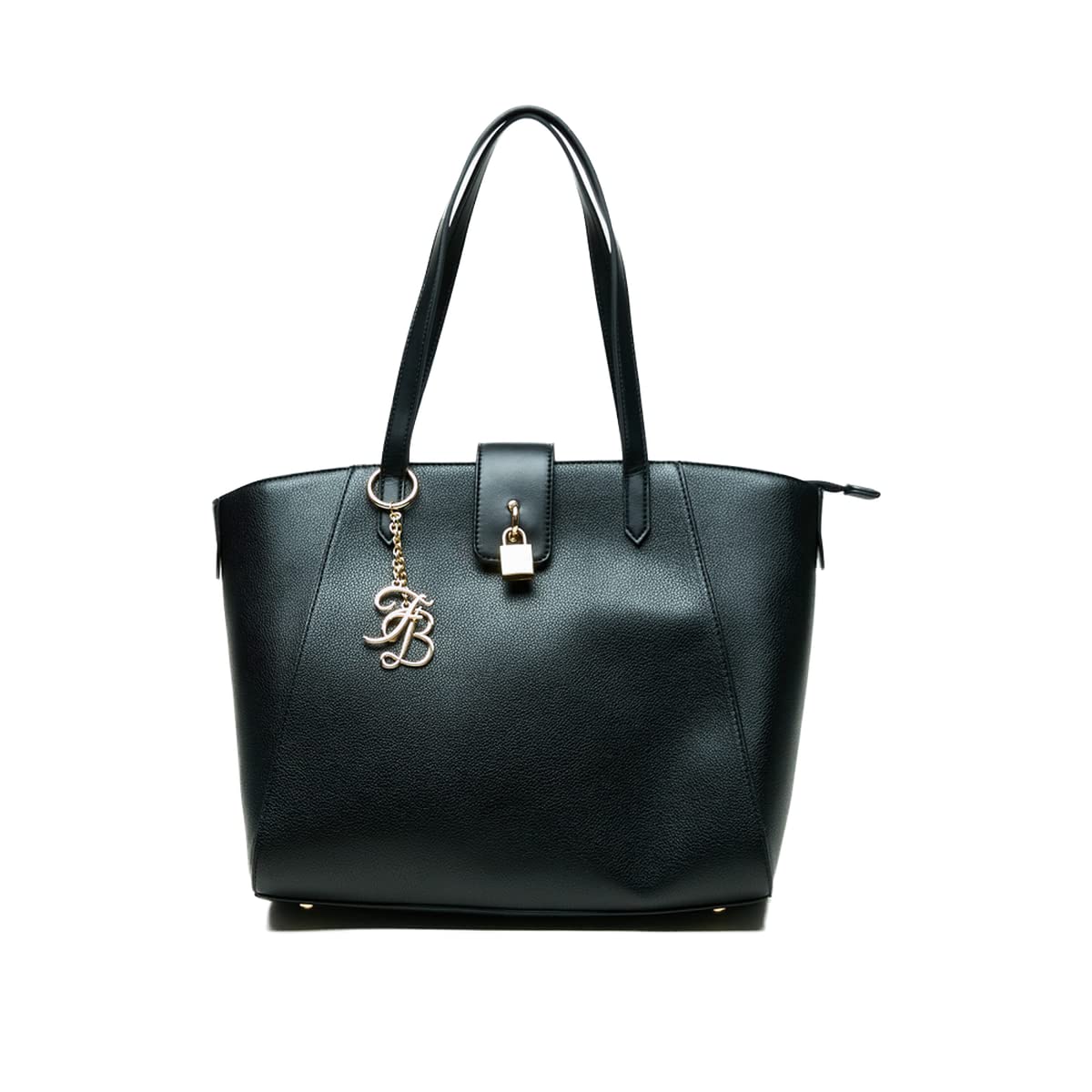 ShoexpressWomens WJ23SS-FB-07 Flora Bella Solid Tote Bag with Double Handles One Size Black